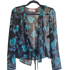 RARE Emanuel Ungaro Paris Gruppo GFT 100% Silk Chiffon Wrap Evening Jacket Sz 40